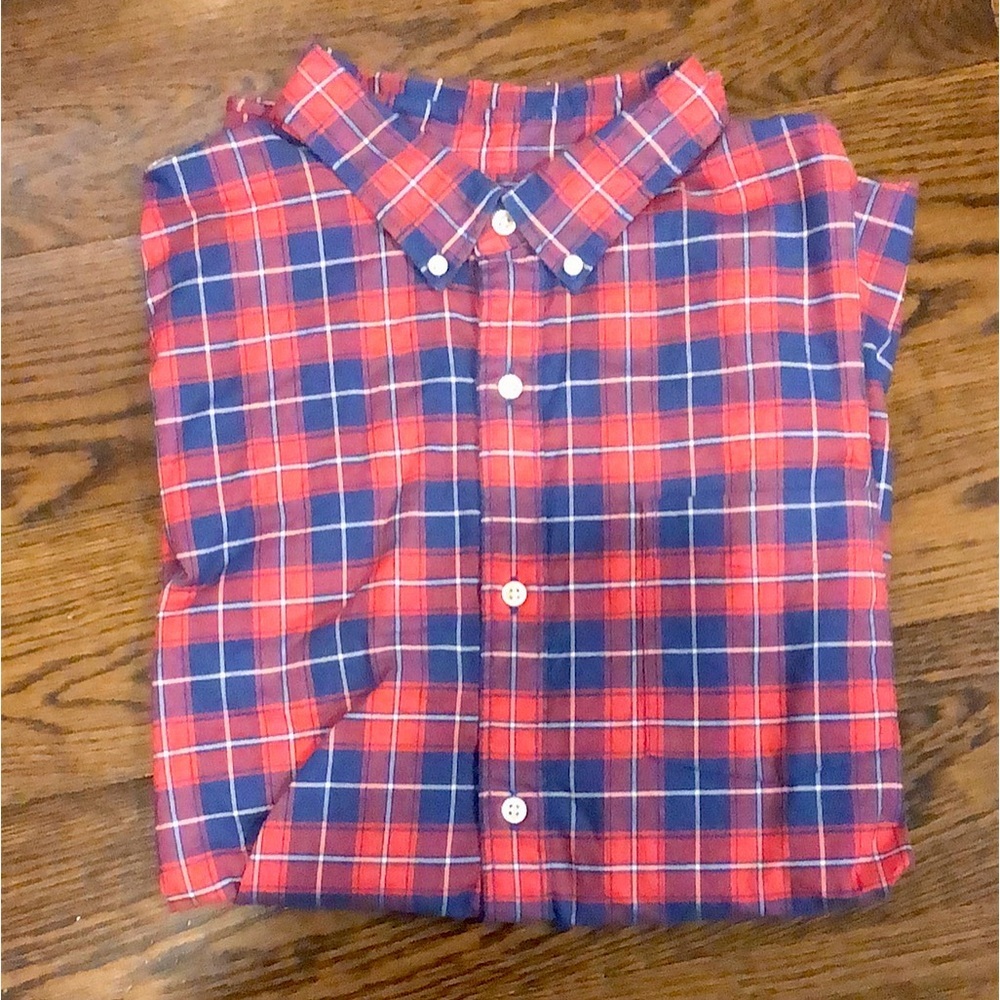 GAP Red & Blue Plaid Short Sleeve Button Down Shirt Sz XL